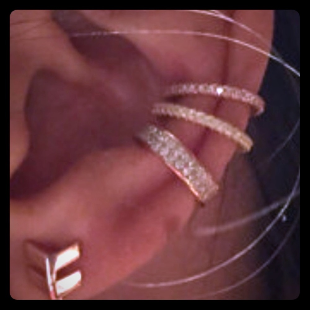 Pave diamond cz cuff earring